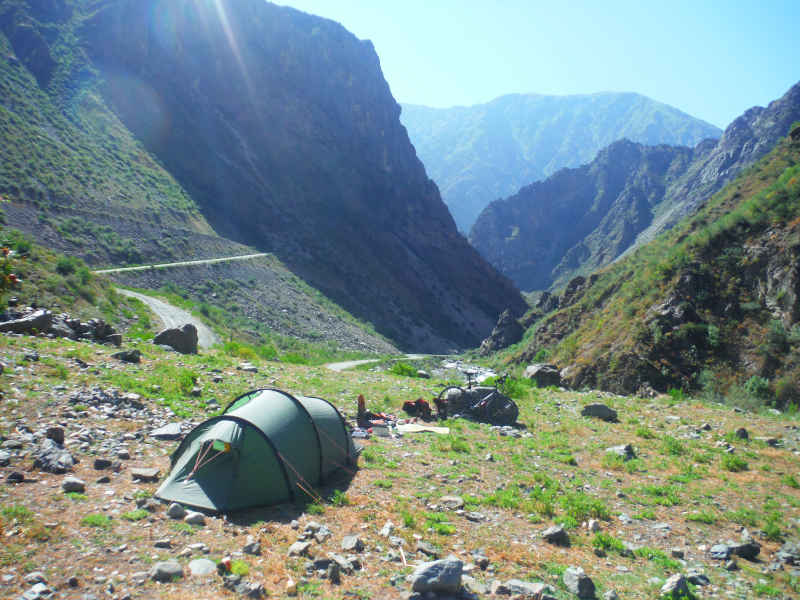 camping in the mountains of central asia