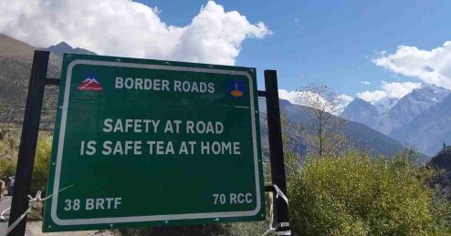 border roads organistion have legendary sense of humour - road sign on the route from manalie to leh by bike