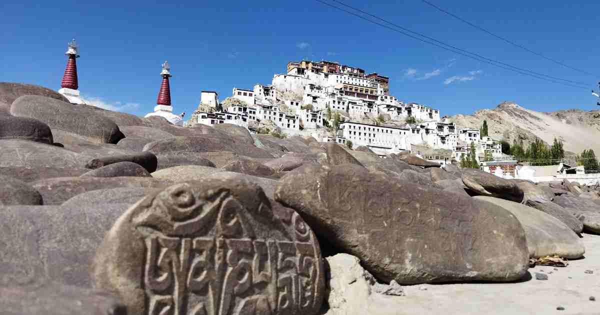 thiksey monastery on manali to leh cycling tour